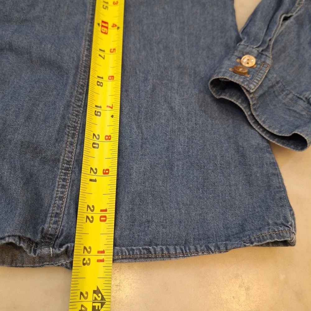 Pendleton Denim Shirt Women Lg Blue Vintage Fit Cotton Button Up Western Top - Picture 5 of 7